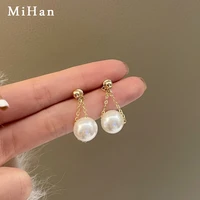 mihan 925 silver needle women jewelry simulated pearl earring simply design korea temperament round drop earrings for women gift