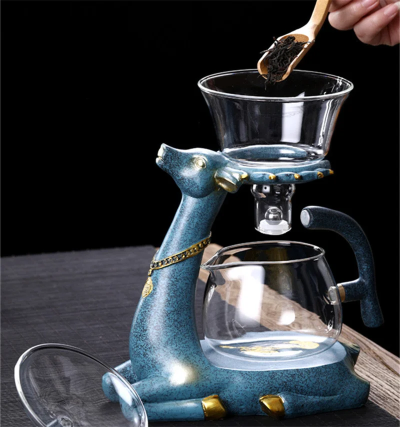 Цена Полностью автоматический креативный стеклянный чайник с оленем, термостойкий заварочный чайник, турецкий капельный чайник 220 В, тепловая о...