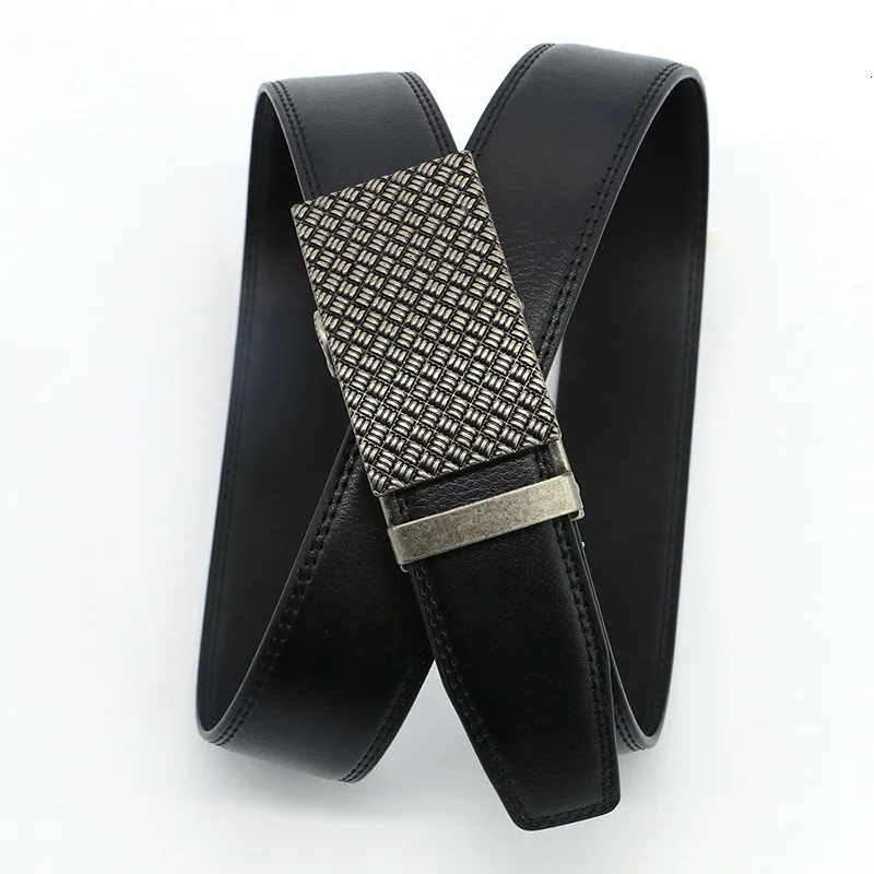

Peikong Luxury Famous Brand Designer High Quality Male Genuine Leather Strap White Automatic Buckle waist fashion Belt for men