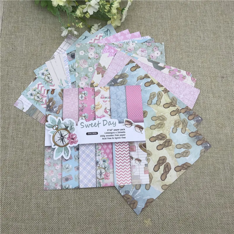 

24 sheet 6"X6"Sweet Day patterned paper Scrapbooking paper pack handmade craft paper craft Background pad