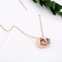 fashion new titanium steel double ring roman numerals necklace pendant gift party banquet woman jewelry necklace 2021