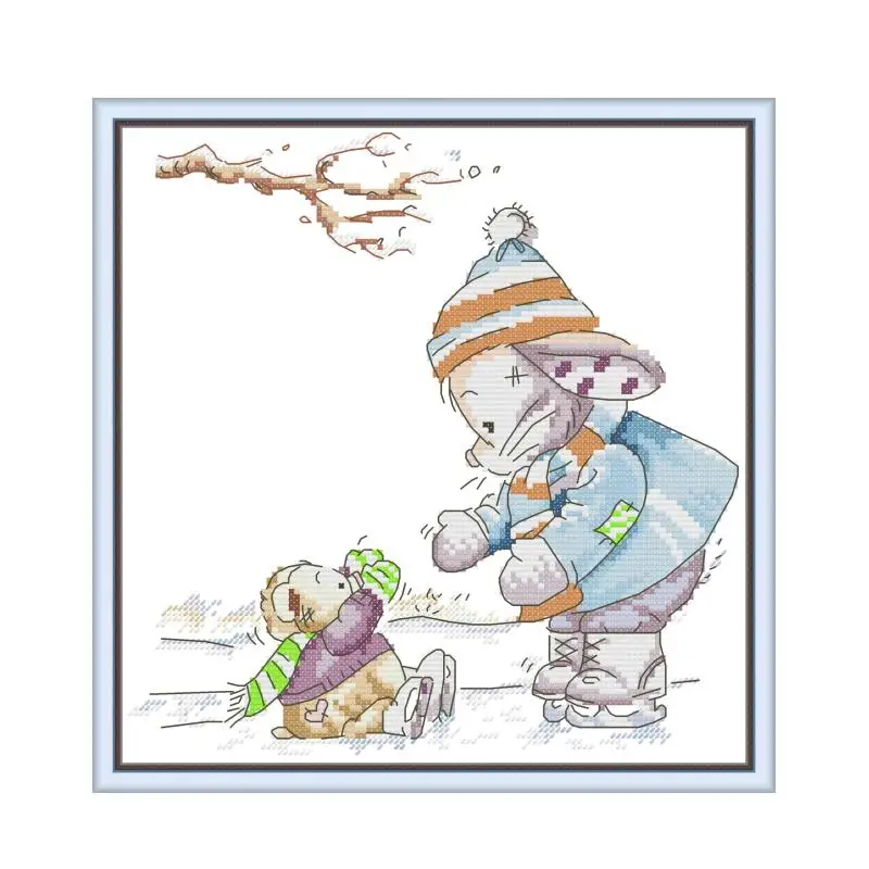 

Набор для вышивки кроличьими коньками, Набор для вышивки крестиком aida 14ct 11ct, печать на холсте, рукоделие «сделай сам»