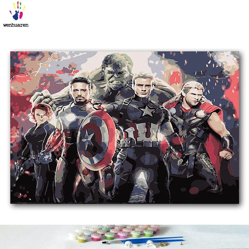 DIY colorings pictures painting by numbers with colors Spiderman flash picture Batman drawing paint by numbers framed Super hero