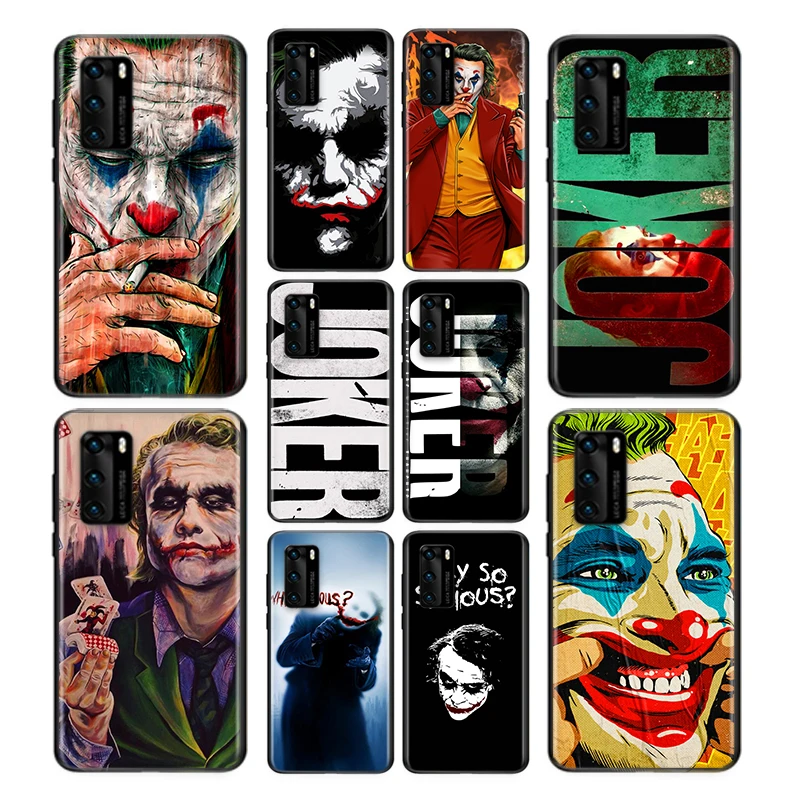 For Huawei P40 P30 P20 P50 Pro Plus P10 P9 P8 Lite 2019 2017 RU E Mini Black Dark Knight Joker Karta Soft TPU Phone Case