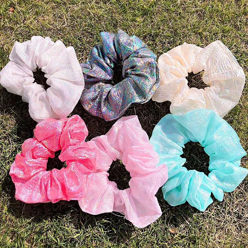 

Laser Print Elastic Girls Modern Ponytail Holder Women Chiffon Scrunchies Mermaid Soft Hair Band Rubber Fashion Hair Accessories