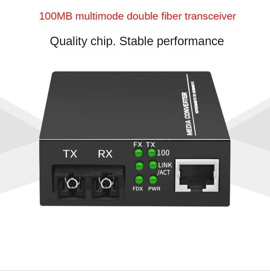 1Pc Fiber Optic Converter 100Mb Multimode Double Fiber Media Converter Transceiver Photolectric Transducer SC Port 2Km