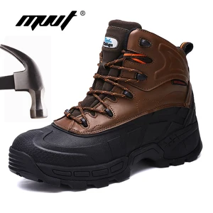 Genuine leather Men boots Steel Toe Work Safety boots Shoes Anti-smashing Anti-puncture Non-slip Casual Outdoor Sneaker