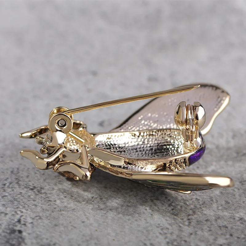 Женская Брошь из металлического сплава Blucome зеленая и фиолетовая эмалированная