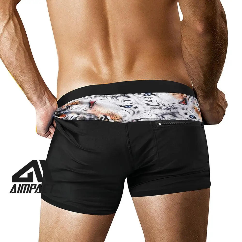 Mens Trunks Swimwear Swim Printed  Suits Swim Men Swimsuit Surf  Drawstring Mens Swimwear  Men Swimsuit Back Pocket AIMPACT
