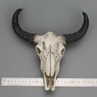 Полимерная голова черепа коровы Longhorn, Настенный декор, 3D фигурки животных, дикой природы, ремесла, рога для дома, декор на Хэллоуин