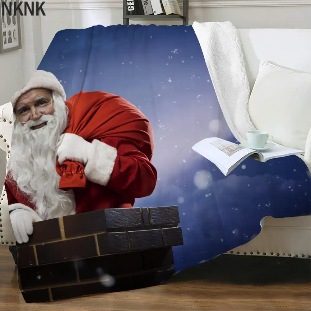 

Одеяло NKNK с Санта-Клаусом, покрывала в виде Луны для кровати, ночное плюшевое покрывало, новогоднее постельное белье, покрывало из шерпы, мод...