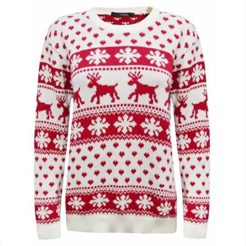 

Christmas Knitted Autumn and Winter Women's O-neck Pullover Ladies Sweater Printing Slim Long-sleeved Casual Street Harajuku