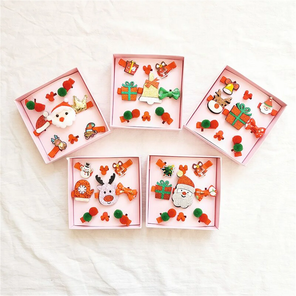 

New Cute Christmas girls hair bows 9pcs children Flower hair clips for baby hair Accessories Kids Barrettes Hairpins Headwear