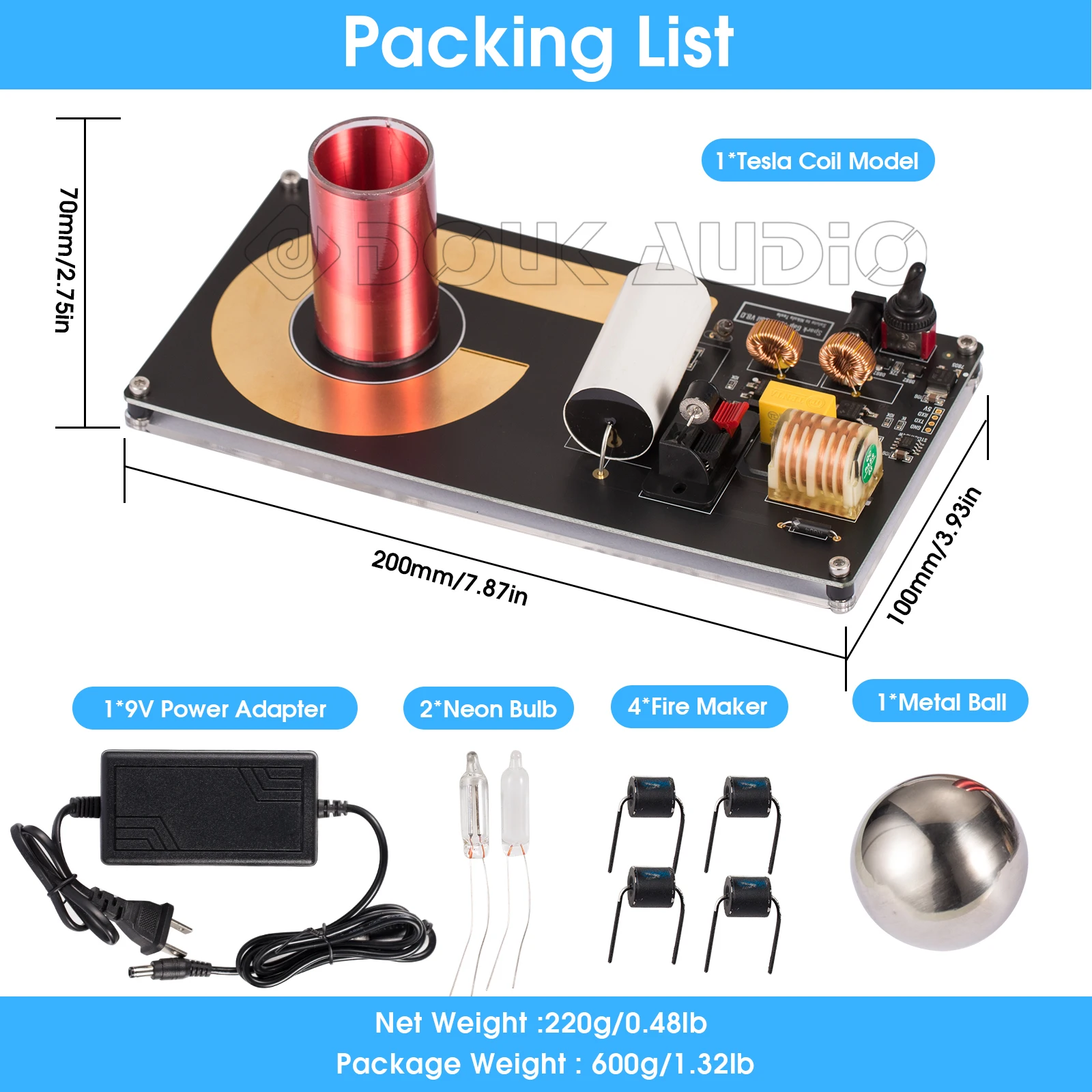 Вспышка для наушников Douk искровая катушка Тесла сенсорная искусственный