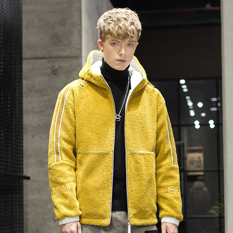 Winter Jacket Coat Men White Autumn Men Coat New Trend Casual Hooded Sportswear Men's Jacket Double-sided Lamb Fur Coat MWM099
