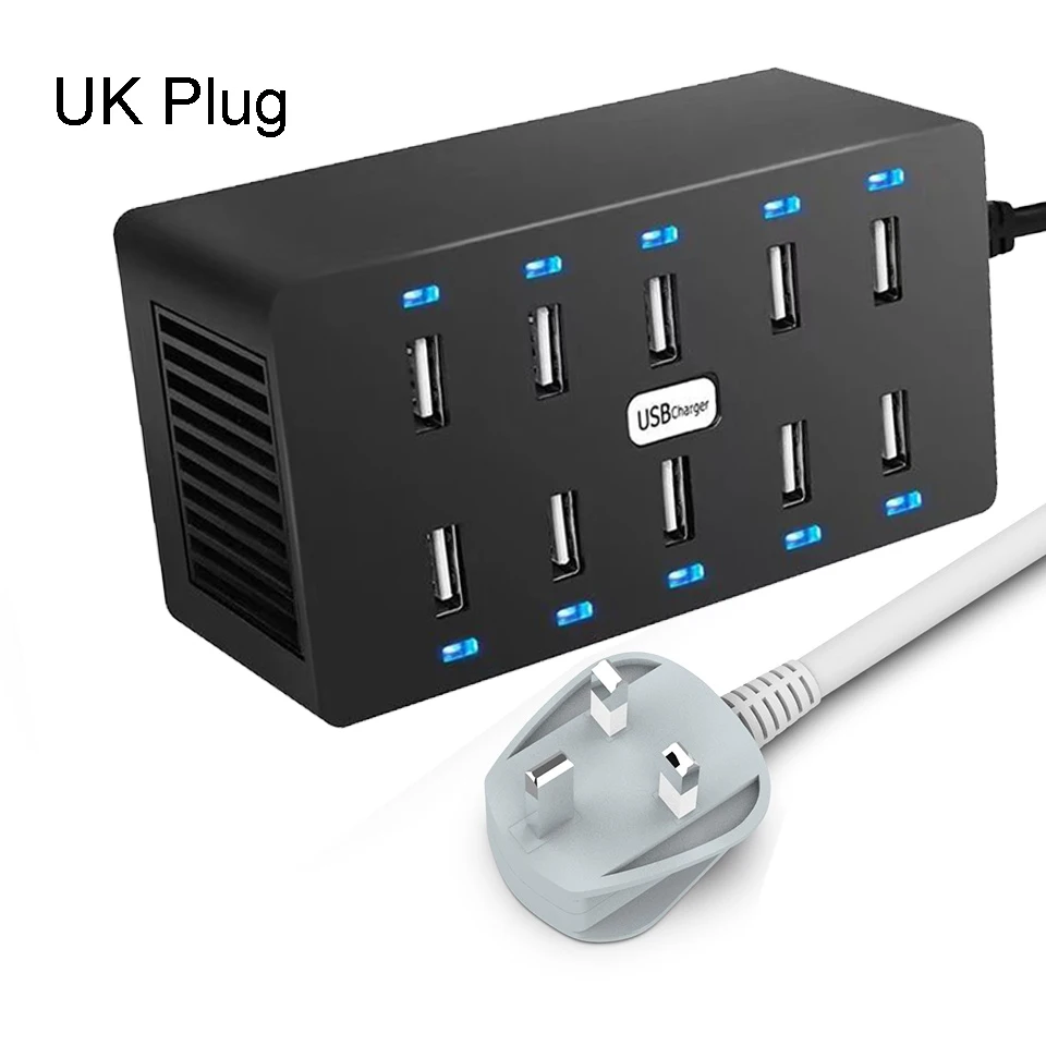 10 USB Charge UK Cargador usb несколько USB зарядное устройство адаптер интеллектуальная USB Настольная зарядка 10 портов мульти зарядное устройство для samsung huawei - Тип штекера: 10 USB Charge UK