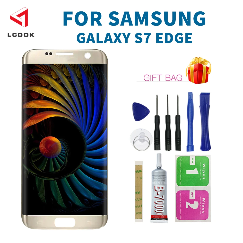 100% протестированный ЖК дисплей для samsung Galaxy S7 Edge G935 G935F с сенсорным экраном