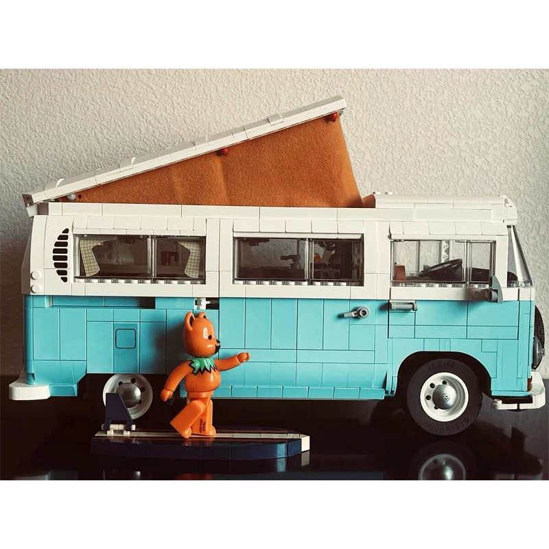 

Креативная Серия Volkswagen T2, автомобиль-кемпер, фургон, Модель Vw, строительные блоки, совместимые с 10279, кирпичи «сделай сам», игрушки для рождес...