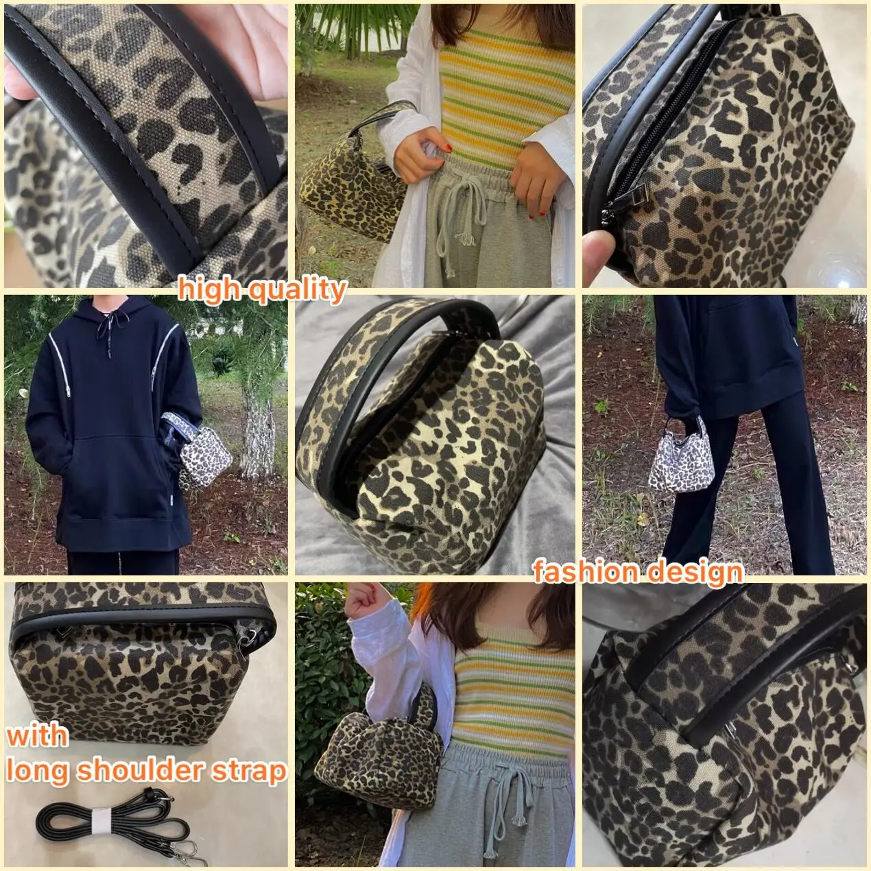 

Fashion Design Ladies Canvas Tote Vintage Leopard Pattern Women's Small Shoulder Messenger Bags Cool Girls Clutch Purse Handbag