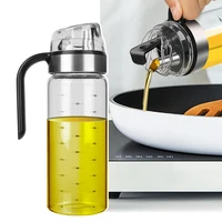 transparent glass auto flip cap with scale olive oil dispenser bottle kitchen tools condiment container leakproof