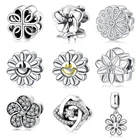 925 пробы серебряные цветы цимбидиума подсолнечника круглый Форма бусины для браслетов Pandora Браслеты Серебро 925 Оригинальный Браслеты Цепочки и ожерелья