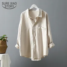 Модные свободные однотонные женские рубашки Blusas Mujer De Moda Весна Осень Новые темно-зеленые женские блузки с длинным рукавом Топы 6720 50