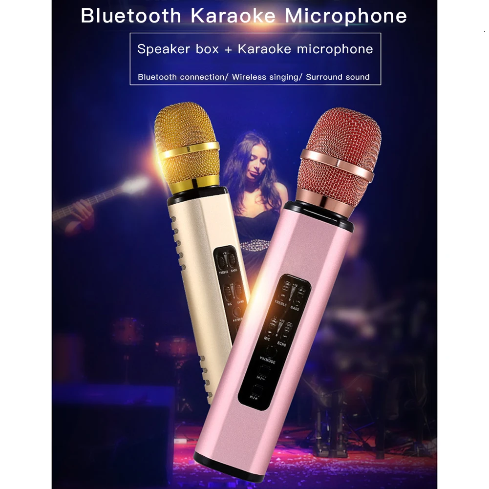 Профессиональный Портативный беспроводной Bluetooth караоке микрофон двойной динамик с динамическим микрофоном для любителей музыки Пение Запись