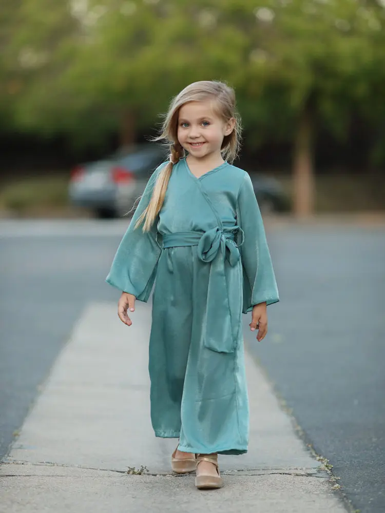 Комбинезон детский весенний Изумрудный из мягкого материала с длинным