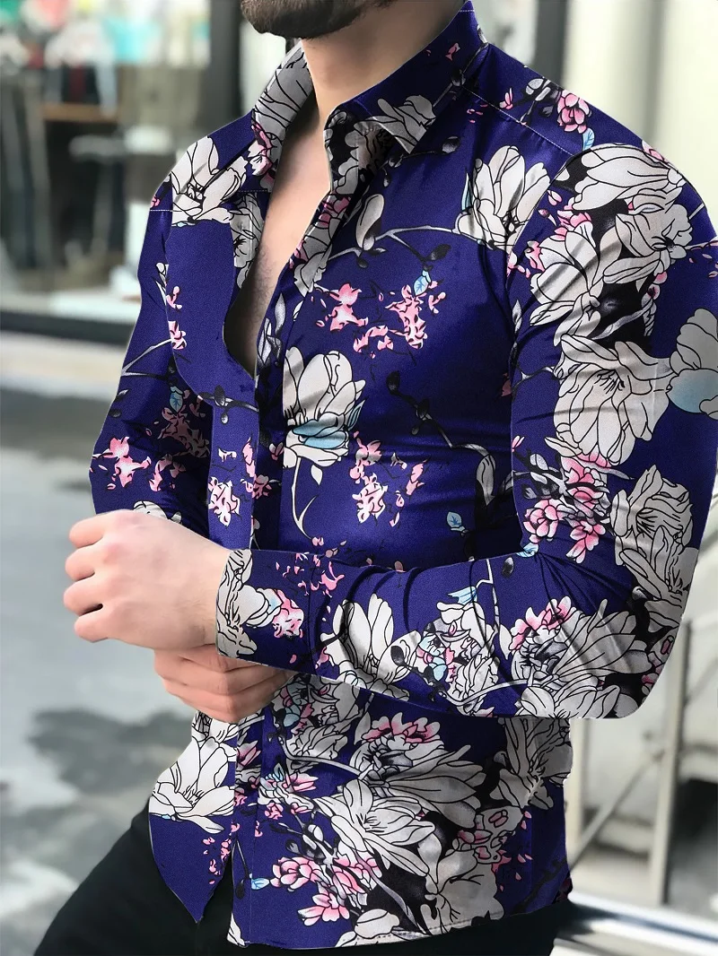 Men's shirt for men clothing social male Blouse Hawaiian long sleeve cardigan blouses and button up Luxury man wholesale 2021