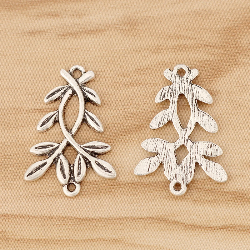 

10 Pieces Tibetan Silver Branch Leaf Connector Charms for Bracelet DIY Jewellery Making Accessories