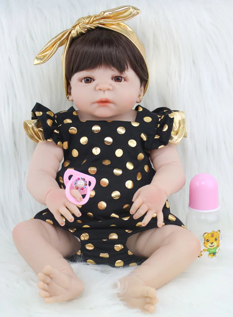 Полностью силиконовая кукла реборн 55 см Реалистичная младенец для новорожденных
