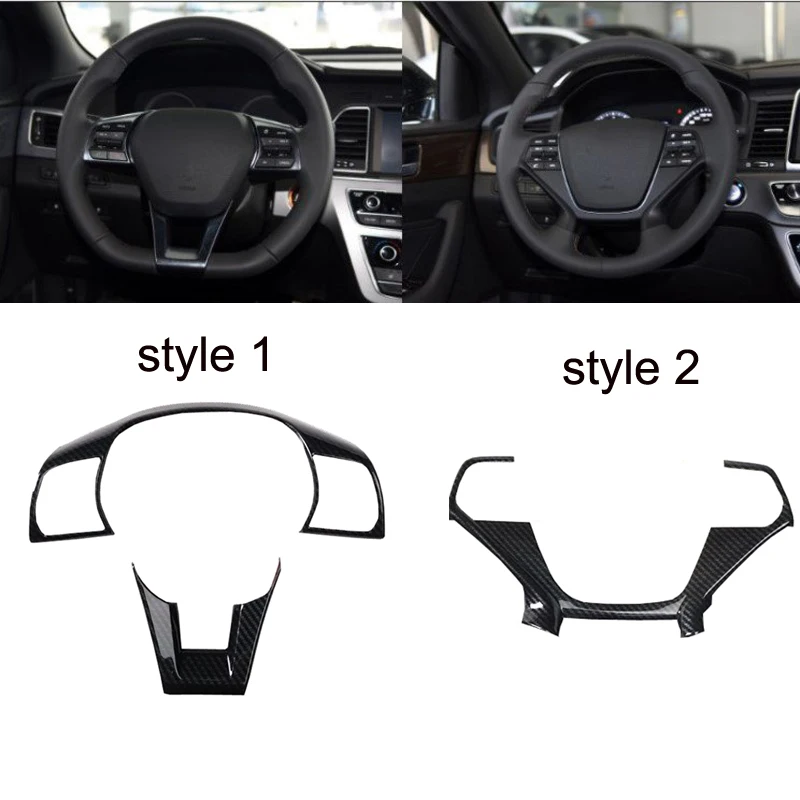 For Hyundai Sonata 9 2015-2018 1PC Car Steering Wheel Cover Trim Carbon Fiber ABS Car Styling Accessories