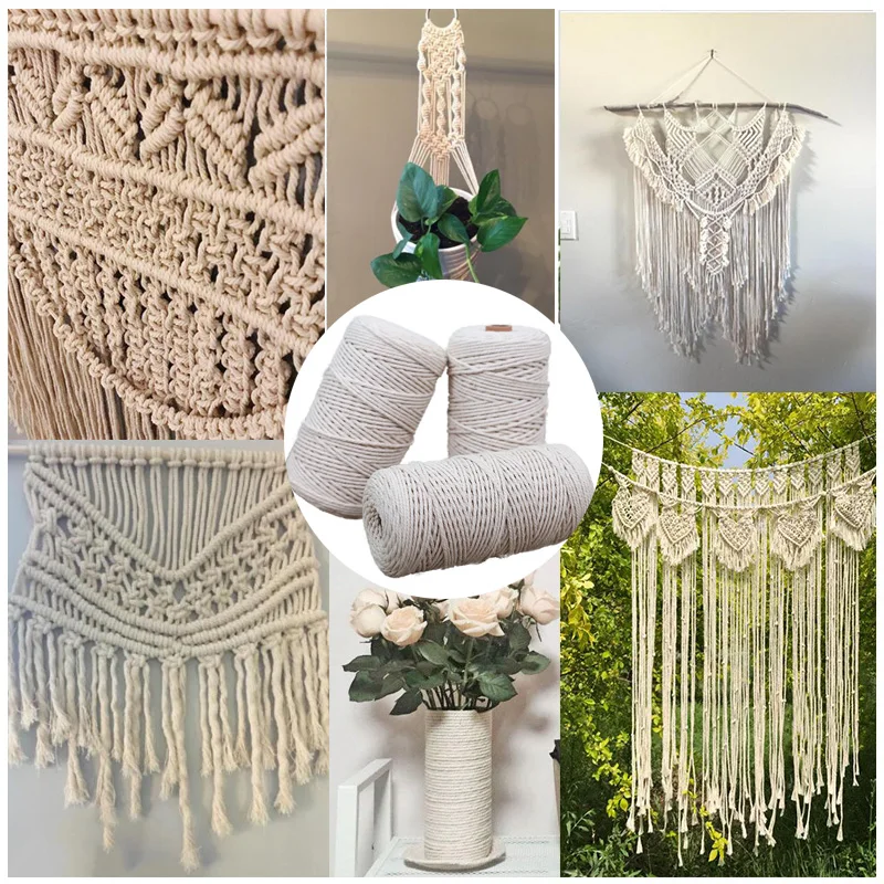 4 мм хлопковая веревка макраме для вешалок растений настенные Подвески DIY