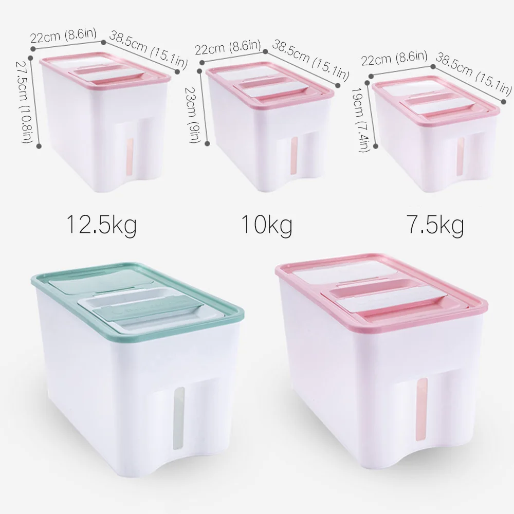 

25Kg Plastic Cereal Dispenser Storage Box Kitchen Food Rice Grain Dispenser Organizer Grain Storage Cans Container Jars