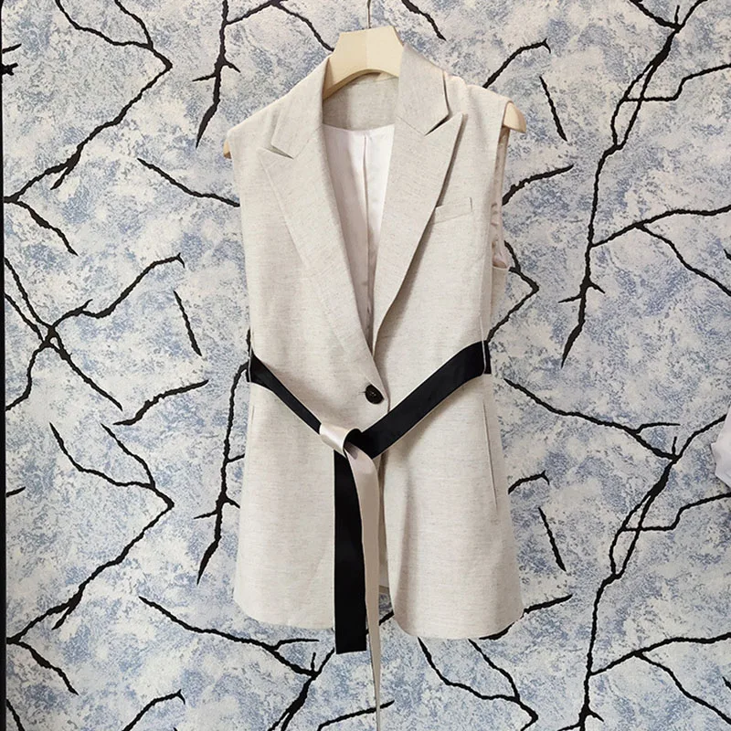 

Sexy Sleeveless Vest Women Fashion New Single Button Bandage Elegant Goddess Fan Casual Style 2020 Summer Vest P253