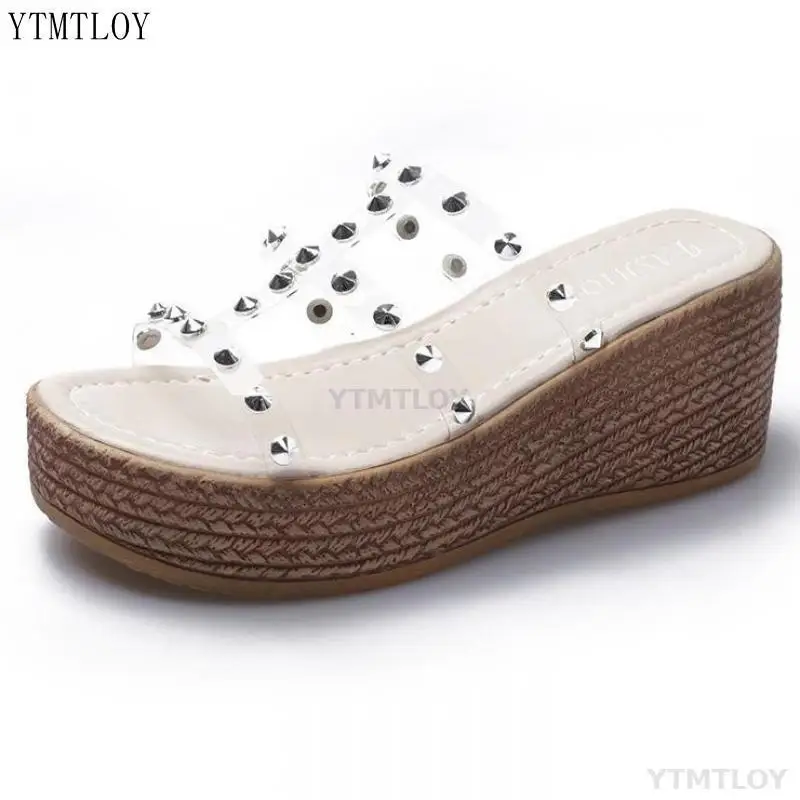 

Woman Slippers Summer Wedges Heel Platform Slides Bling Crystal Pvc Sexy Ytmtloy Zapatillas Casa Mujer Sapatos Femininos