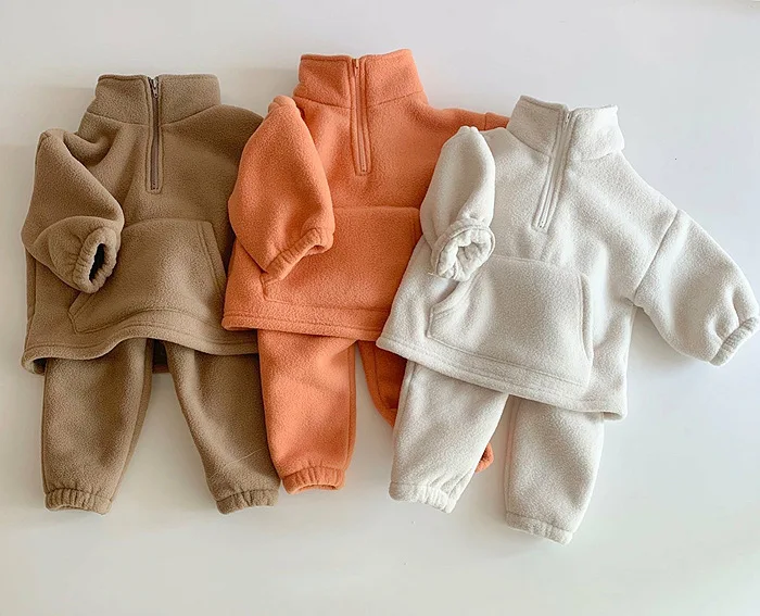 Комплекты одежды для малышей осенний высококачественный утепленный свитер и штаны детский спортивный