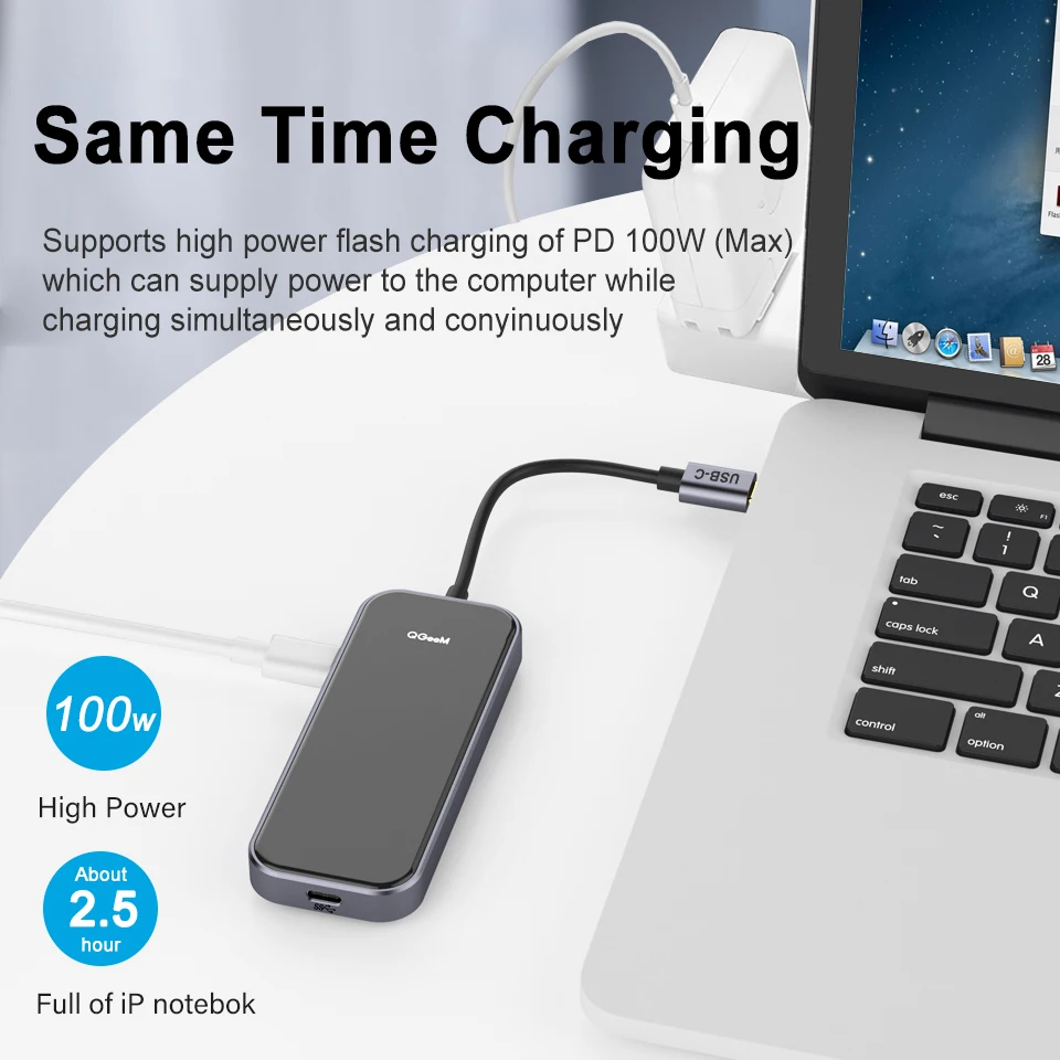 USB-хаб QGeeM для Macbook Pro разветвитель с разъемом USB 3 1 Type-C 0 HDMI PD адаптер iPad OTG зарядная