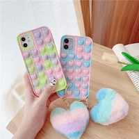 love heart soft silicone case for iphone 12 13 mini 11 pro xs max xr se 6 7 8 plus x gradient color antistress bubble cute cover