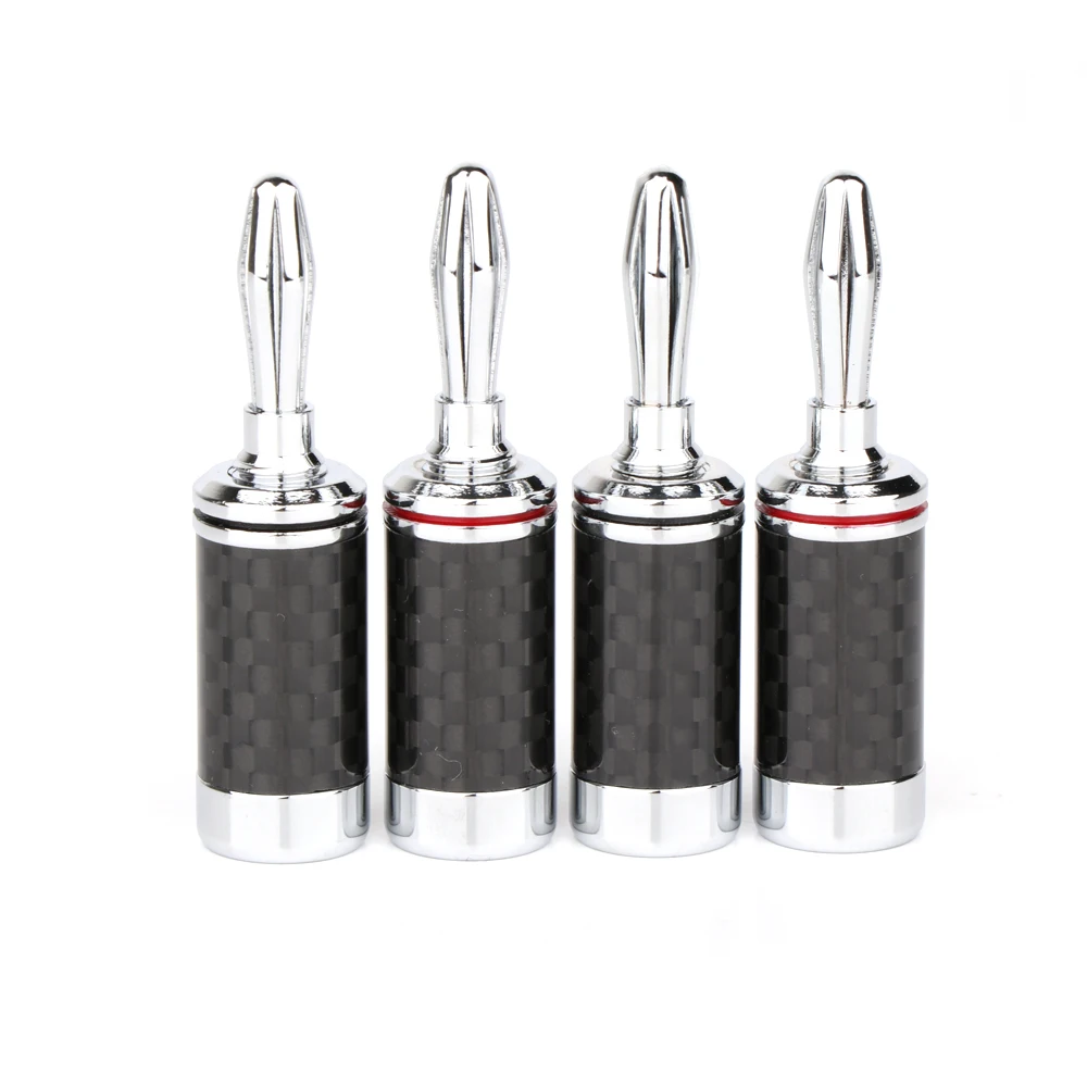 4PCS Rhodium plated Carbon fiber banana plug Speaker Cable Banana Terminal | Электроника