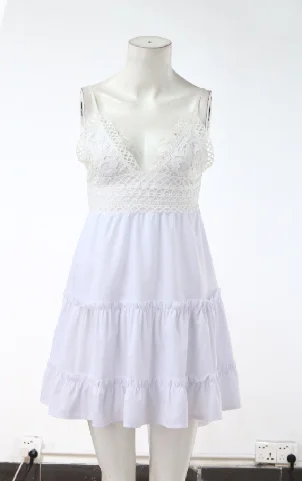 

Sexy Dresses Women A-line Lace Short Mini Backless Bandage Dress Club Party Summer Beach Dress 2021 V-neck Robe Femme Vestidos