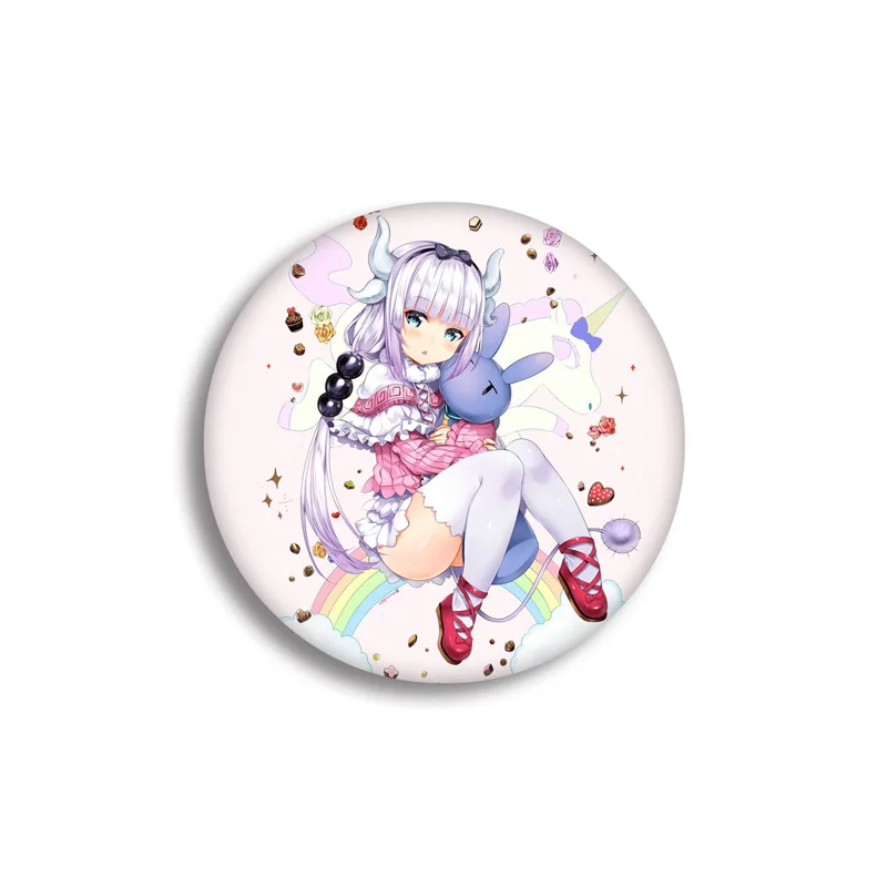 1 шт. 58 мм Kobayashi-san Chi no Maid Dragon KannaKamui супер милые девушки косплей использовать DIY значки акриловые значки брошь - Окраска металла: see chart