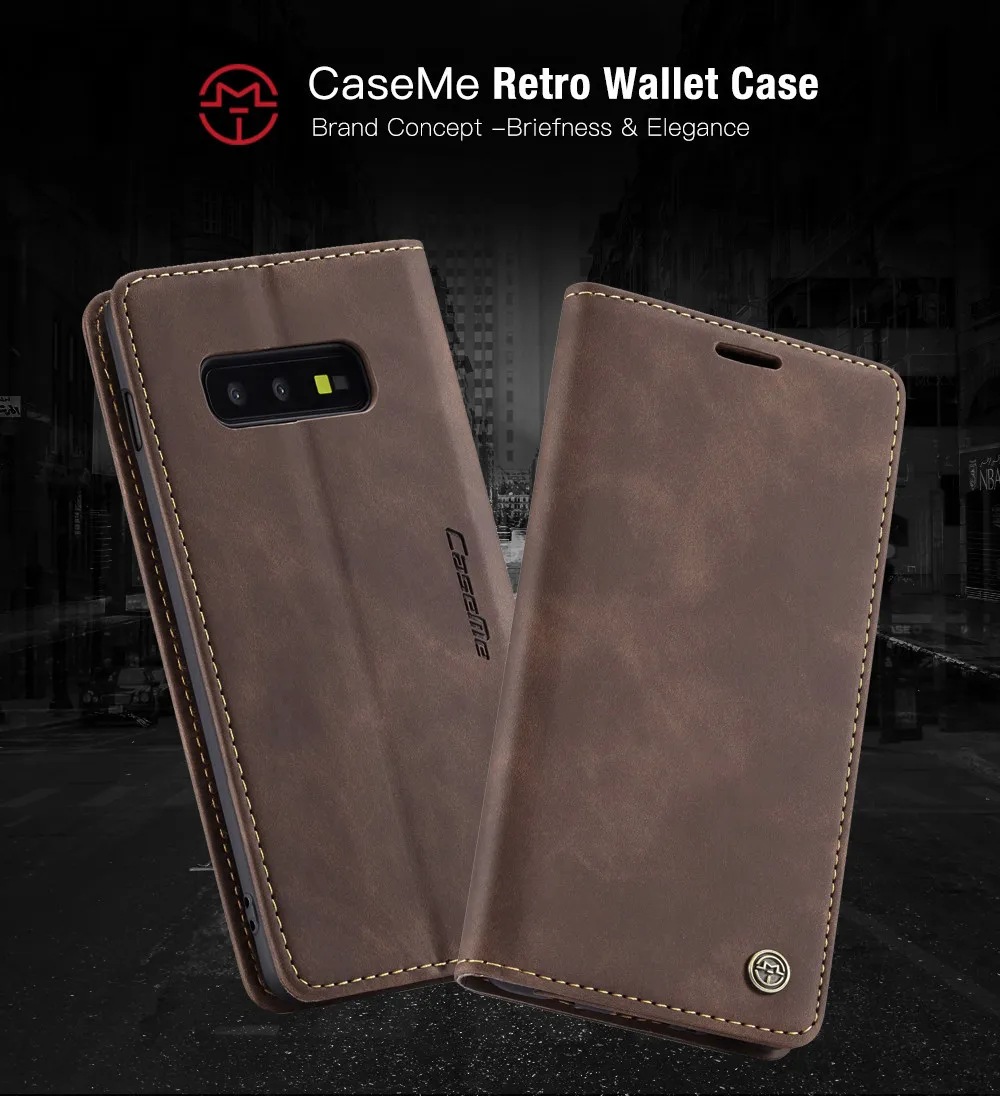 Чехол CaseMe для Samsung Galaxy S10 S10E S8 S9 Plus роскошный кожаный чехол с откидной крышкой