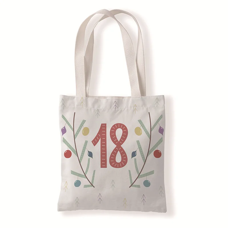 

Cute Cartoon Santa Claus Handbags Cloth Canvas Tote Bag Shopping Women Girl Eco Reusable Shoulder Shopper Bags Custom