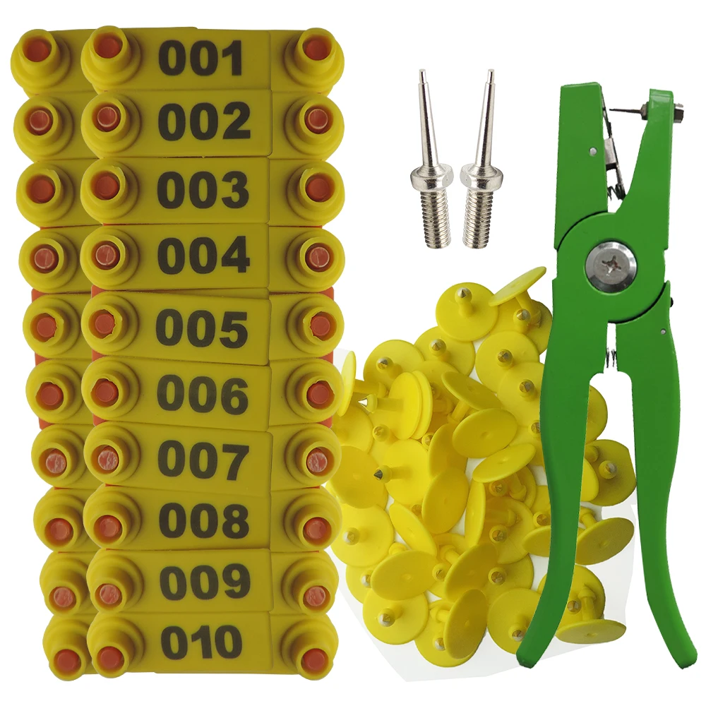 

Ear Tag Sheep Marker Applicator 001-100 Ear Tags for Goat Identification Kit Ear with 2pcs Pins Ear Tag Pliers