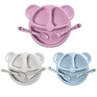 Милая посуда из пшеничной соломы, набор посуды для кормления ребенка, детские блюда без бисфенола, детская обеденная тарелка, не Горячая Детская тренировочная чаша, ложка, вилка