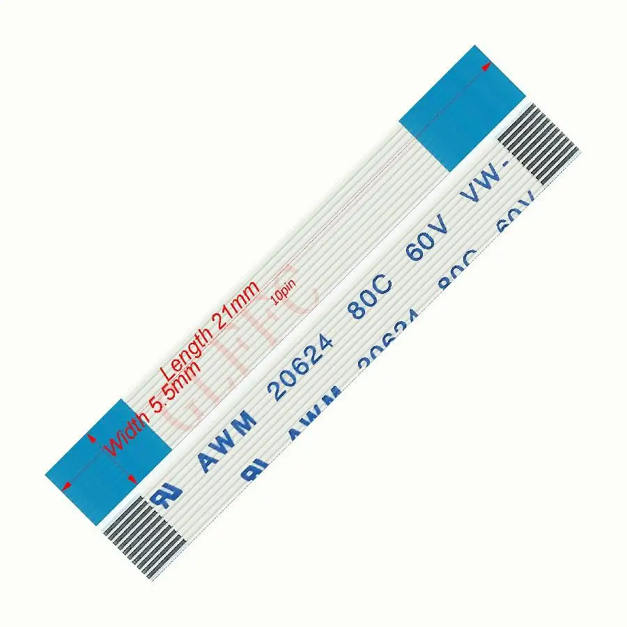 10pin 0 5 Шаг 21 мм-250 мм A-Тип Гибкий плоский кабель FFC awm 20624 ROHS для TTL LCD DVD Компьютера |