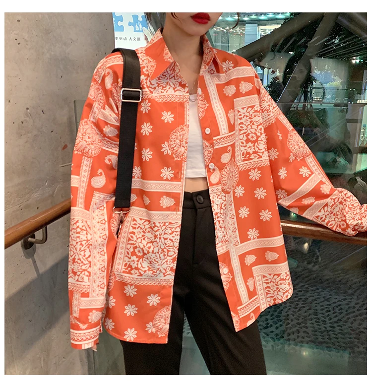 

BF vintage style Women's Clothing fashion brand casual Blouses female loose long sleeve plus size shirt turn-down collar tops