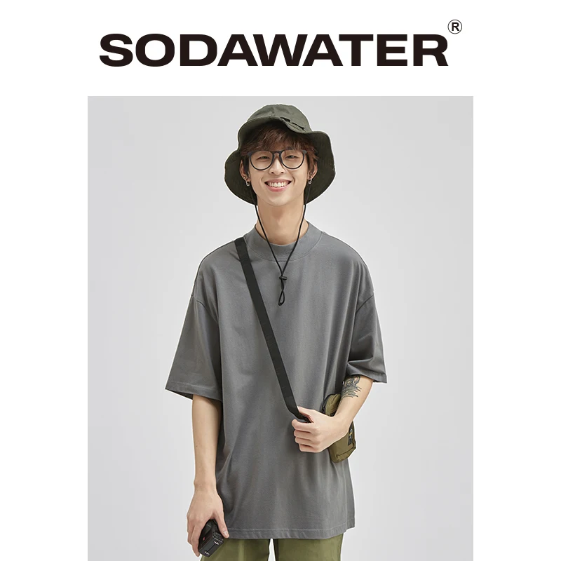 SODAWATER Summer Solid Men Casual T-shirt 100% Cotton O-Neck Short Sleeve T shirt Harajuku T-shirts White Tshirt 1188S20 | Мужская