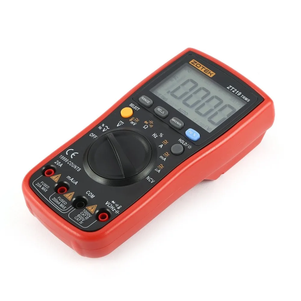 ZOTEK ZT219 19999 отсчетов True-RMS Авто Диапазон Цифровой мультиметр AC/DC Напряжение Ток вольтметр Омметр диодный метр